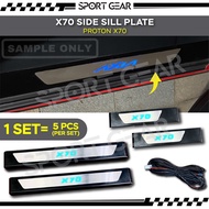 Car LED Blue Door Side Sill Step Plates Stainless 4PCS  Proton X70