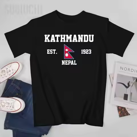 Patriotic Flag Nepal EST.1923 Kathmandu Men Tshirt Tees T-Shirt O-neck T Shirts Women Boys Clothing 