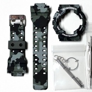 G-SHOCK GA-100 GA-110 Bezel and Strap Set, Black Camouflage/White Camo Band, Bezel and Bezel