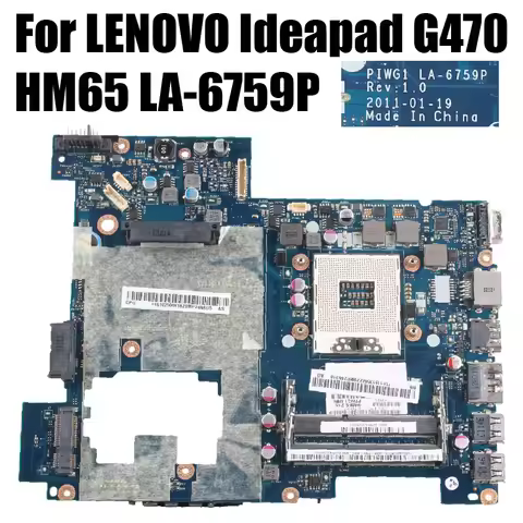 LA-6759P For LENOVO Ideapad G470 Laptop Motherboard 11S11013568ZZ PIWG1 LA-6759P HM65 HDMI Notebook