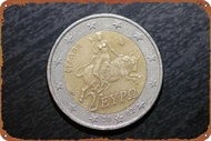 Two euro greek coin 2002 Game Poster Metal Sign Tin Metal Retro Wall Decor for HomeStreetGateBarsClu