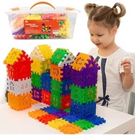 Waffle Blocks STEM Building Toys for Kids Ages 4-8, Large Kids Building Blocks Storage Container