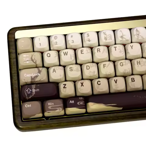 XVX Chinese Style Brown Keycaps Oasia Theme MOA Profile PBT Keycaps 140 Keys Dye Sublimation Mechani