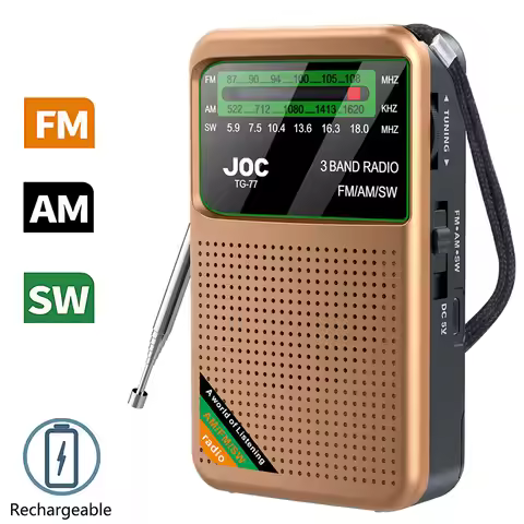 Portable Pocket Radio FM AM SW Rechargeable Batteries Shortwave 3 Band Supports Connecting Earphones