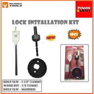 PoweCraft 3Pcs Lock Installation Kit (Hole Saw - 54mm , Wood Bit - 22mm And Hole Saw - Mandrel)