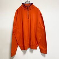 古著 RALPH LAUREN Polo Golf 橙色長袖半拉鍊高領運動衫，M 碼