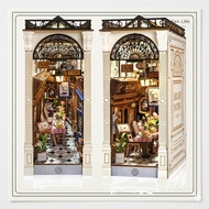Rolife DIY Book Nook French Garden 3D Puzzle Miniature House Kit Bookend Bookstand LED Bookshelf Dec