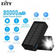 Solar Wireless Power Bank with 80000mAh Li-polymer Battery and Fast Charging, LED Light, and Portabl