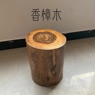 Dun Log Round Stool Stump Shoe Changing Stool Coffee Table Solid Wood Table Household Camphor Wood B