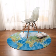 World Map Living Room Round Rug Vivid Printed Chair Area Floor Mat Blue Children Floor Mat Bedroom G