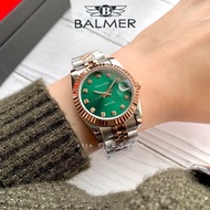 宾马 Balmer 5004M RTT-6S Classic Sapphire Glass Women Watch with Green dial and Two tone Silver Rosegold Stainless Steel