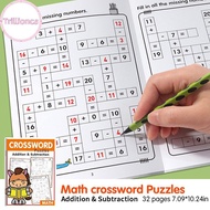 Trillionca Math Workbook For Kids Ages 5-8 Math:Math Crossword Puzzles Addition And Subtraction Work