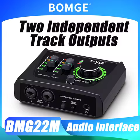 BOMGE 22M Audio Interface Sound Card Console Mini USB Mixer for Guitar Recording Studio Singing for 