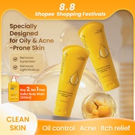 ClearLab Sulfur Face Wash Skintific Cleanser Anti-Mite Oil Control & Moisturizing Acne Clearing Soot