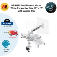 NB H180 Desk Dual Monitor Mount Support 17" - 27" with Laptop Tray