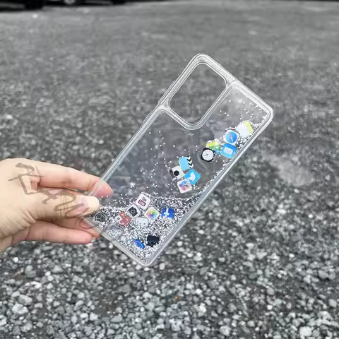Cute App Icon Floating Glitter Liquid Bling Case Cover For Samsung A53 A72 A52s A23 A33 A13 Note 10 