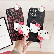 Samsung Galaxy ON7 2016 ON7 C7 Pro C9 C9 Pro A03 A03 Core 2015 J2 Prime A04 A04E M04 F04 A05 A05S A24 4G Cartoon Red Hello Kitty Phone Case With Doll and Holder Lanyard