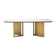 SB Design Square SCHULTZ DESIGN โต๊ะอาหารขาสแตนเลสท๊อปหิน รุ่น Micasio สีขาว (220x98x77 ซม.)