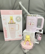 Disney 小熊維尼 Winnie the Pooh 立體造型蓋 不銹鋼保溫杯 隨行杯 連飲管