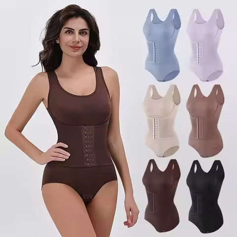 Women's High Waist Tummy Control Shapewear Full Body Shaper with Hooks Adjustable Size Plus Size Bod