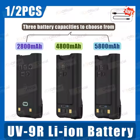 1/2PCS Baofeng UV-9R PLUS Li-ion Battery 2800/4800/5800mAh Type-C Enlarge Battery BL-9 for UV-9R GMR