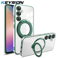 KEYSION เคสกันลื่นสำหรับ Mag-Safe สำหรับ Samsung Galaxy S24 S23เฉียบ + S23 FE แหวนยืนตัวปกป้องกล้องถ่ายรูปฝาครอบโทรศัพท์