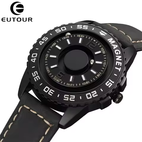 EUTOUR New Innovative Men Watch Black Brown Magnetic Metal Multifunctional Watch Men's Fashion Sport