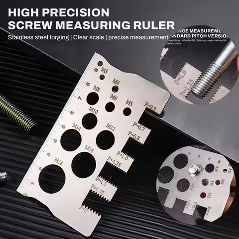 1/5pcs Stainless Steel Screw Measuring Ruler 304 Caliper Metric Tool Precise Tooth Pitch Diameter Dr