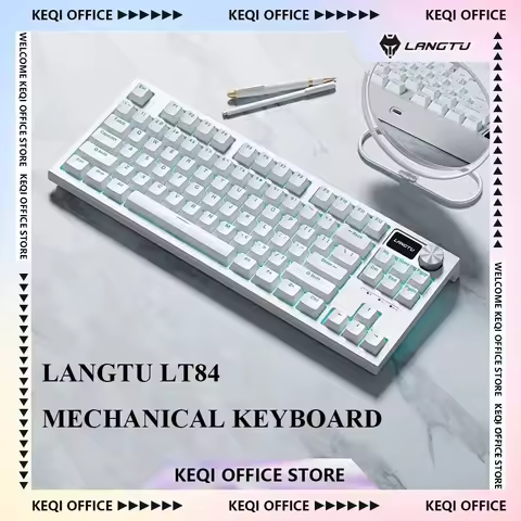 Langtu Lt84 Wired Mechanical Keyboard Screen Multifunction Knob 3Mode Wireless Game Keyboard Customi
