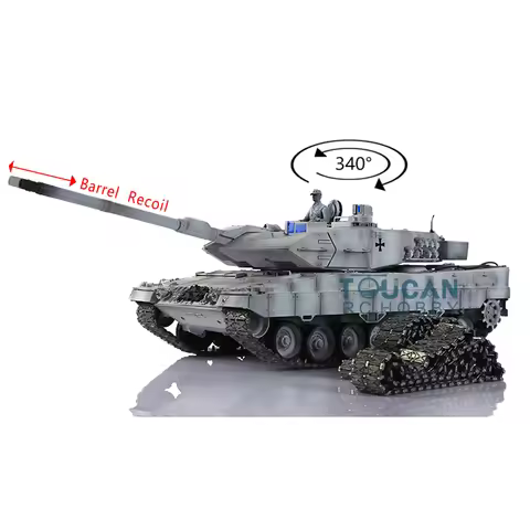1/16 HENG LONG 7.0 Barrel Recoil Leopard2 A6 RC Main BattleTank 3889 Tracks W/ Metal Linkages TH1763