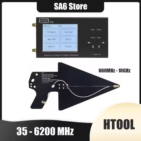 HTOOL SA8 Spectrum Analyzer 35-6200 MHz Signal Generator HT6 Log Periodic Antenna 600M-10G EMI EMC D