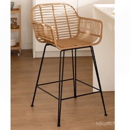 Art Garden Net Rattan Leisure Chair High Stool Bar Footstool Iron Red B & B Waterproof Simple Retro 