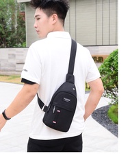 Small Sling Bag Crossbody Chest Shoulder Water Resistant Travel Bag for Men Women Boys With Earphone Hole