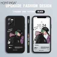 Hontinga เคสโทรศัพท์เคสสำหรับ Realme C35 Narzo 50A Prime เคสการ์ตูนอนิเมะ Roronoa Zoro เคสสี่เหลี่ยมขอบซิลิโคนนิ่มแบบดั้งเดิมเคสยางเคสป้องกันกล้องด้านหลังเคสนิ่มสำหรับเด็กผู้ชาย