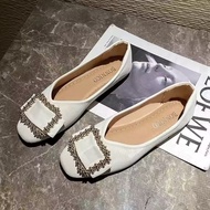 Size 35-43 Women Wide Fit Ballet Flats Soft PU Leather Shoes Office Lady Kasut