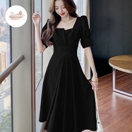 Dress midi kerah lucu style korea new dress midi