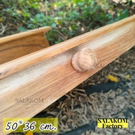 SLK หิ้งพระไม้สัก หิ้งติดผนังไม้สัก ขนาด 50*36 ซม. [ยอด 20*18 ซม.] หิ้ง 2 ระดับ (งานดิบ) Buddha shel