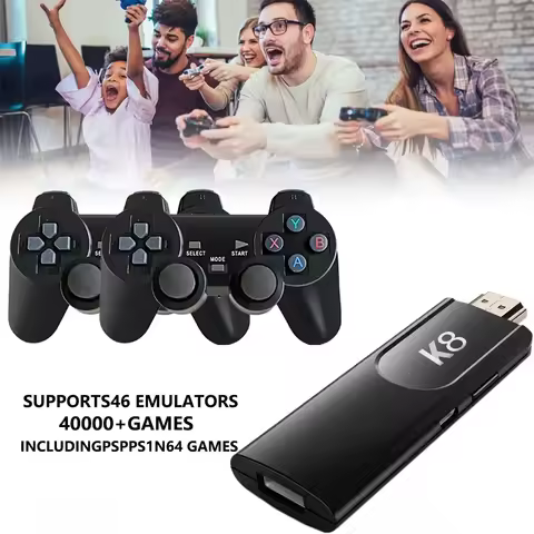 K8 Game Stick with Dual 2.4G Wireless Gamepad Support 4K HD Output Portable Classic Video Game Conso