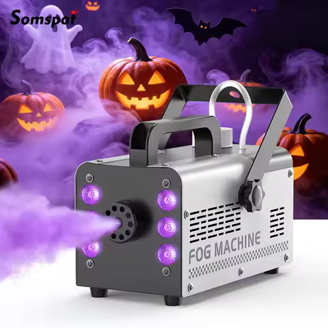 Somspot Smoke Machine Mini 400W Fog Machine RGB 6LEDs Color Lights Effects Machine Remote Control St