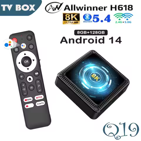 Allwinner H618 Q19 Android 14.0 TV Box 8GB 128GB Large Rom AV1 2.4G&5G Dual Wifi BT5.4 8K Media Play