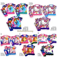 SR4 S79 FULL JERSI RUFFLE KID PYJAMAS 2-9 YEARS/ MIX COLOUR