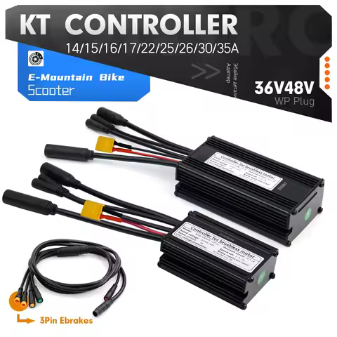 Electric Bike KT Controller 36V 48V14A26A30A35A Waterproof Brushless Motor 250W- 1500W 1T5 3pin E-br