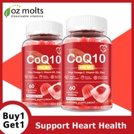 Ozmolts CoQ10 Gummies Boost Heart and Brain Health Coq10 Gummy Natural Energy Supplement Watermelon 