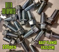 BAUT FLANGE ISI 100 PCS UKURAN 6X20(2CM) KUNCI 8