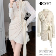 ZY.HT(ล้างสต๊อก ใช้คูปอง299บาทขึ้นไป)เดรสผู้หญิง เดรสรัดรูป มินิเดรส เดรสแขนยาว เดรสลูกไม้ เดรสทำงาน