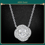 ASIX GOLD 925 Silver New Flower Violet Zircon Necklace Korea fashion high class elegant full diamond
