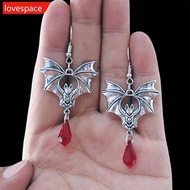 LOVESPACE 1 Pair Gothic Vampire Bat Earrings Retro Dark Red Crystal Drop Earrings for Women Man Fash