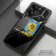 HP GUMIHO - Glossy Glass Glitter Case for Type TECNO POVA 6hp TECNO POVA 6 PRO/ Fashion ABSTRACT AES