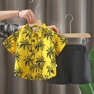 Dorila 80-120 Baby Boys Short-sleeved Button Shirt Set Hawaii Beachwear Shorts Suit for 0-4 yrs old