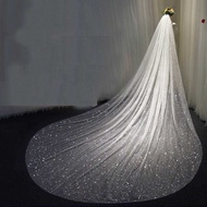 Db016 Shiny Dazzling Sequined Lace Veil Long Bridal Wedding Trimming Long Wedding Wedding Headdress 
